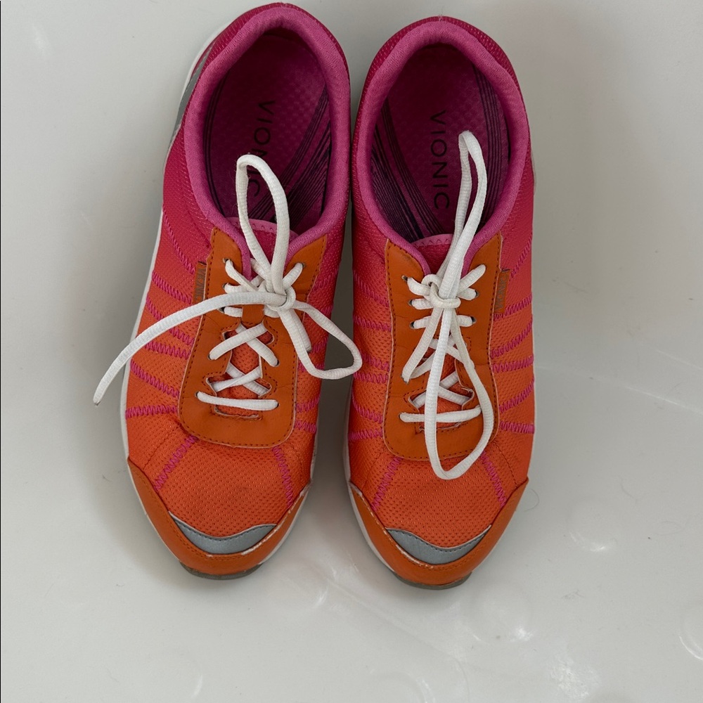 Vionic Women's Vibrant Orange and Pink Sneakers